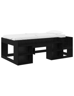 Telaio del letto con storage Rovere Nero 80 x 200 cm