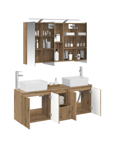 Set di Armadi da Bagno 4 pcs Rovere Artigianale