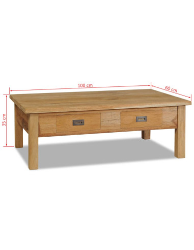 Tavolino da Salotto in Legno Massello di Teak 100x60x35 cm