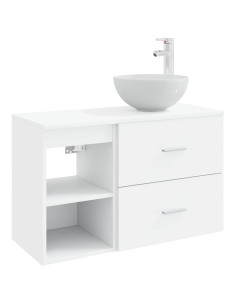 Set di mobili per il bagno 2 pcs Bianco Legno ingegnerizzato