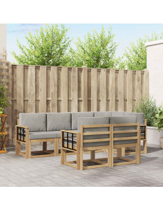 Set di divani da esterno 7 pcs Bianco e Grigio Chiaro