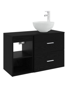 Set di mobili per il bagno 2 pcs Rovere Nero