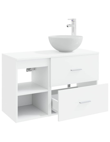 Set di mobili per il bagno 2 pcs Bianco Legno ingegnerizzato