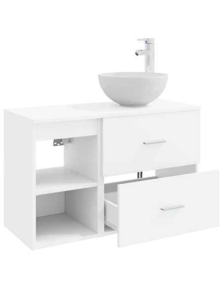 Set di mobili per il bagno 2 pcs Bianco Legno ingegnerizzato