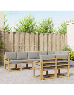 Set di divani da esterno 8 pcs Bianco e Grigio Chiaro