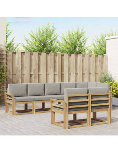 Set di divani da esterno 8 pcs Bianco e Grigio Chiaro