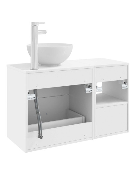 Set di mobili per il bagno 2 pcs Bianco Legno ingegnerizzato