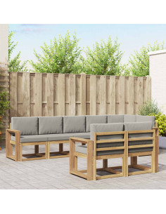 Set di divani da esterno 8 pcs Bianco e Grigio Chiaro