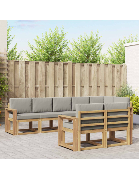 Set di divani da esterno 8 pcs Bianco e Grigio Chiaro