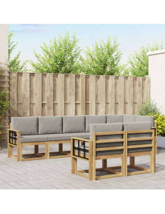 Set di divani da esterno 8 pcs Bianco e Grigio Chiaro
