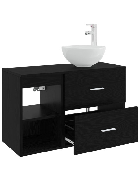 Set di mobili per il bagno 2 pcs Rovere Nero
