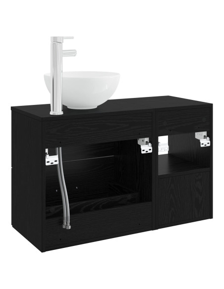 Set di mobili per il bagno 2 pcs Rovere Nero
