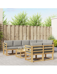 Set di divani da esterno 9 pcs Bianco e Grigio Chiaro