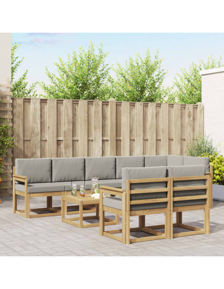 Set di divani da esterno 9 pcs Bianco e Grigio Chiaro