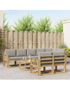Set di divani da esterno 9 pcs Bianco e Grigio Chiaro