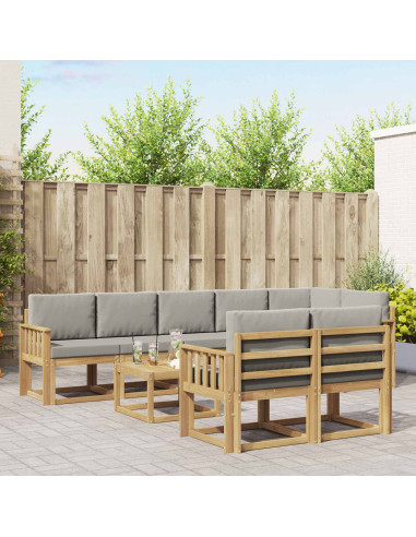 Set di divani da esterno 9 pcs Bianco e Grigio Chiaro