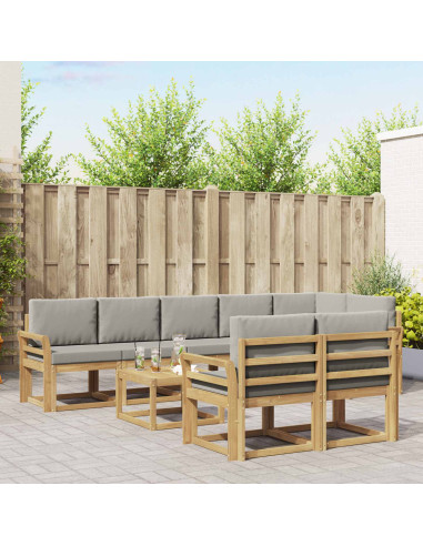 Set di divani da esterno 9 pcs Bianco e Grigio Chiaro