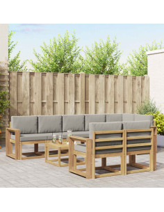 Set di divani da esterno 9 pcs Bianco e Grigio Chiaro