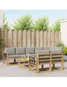 Set di divani da esterno 9 pcs Bianco e Grigio Chiaro