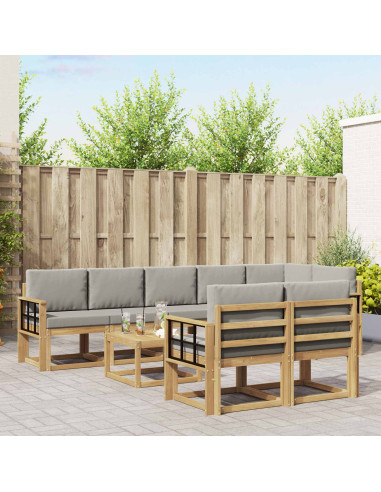 Set di divani da esterno 9 pcs Bianco e Grigio Chiaro
