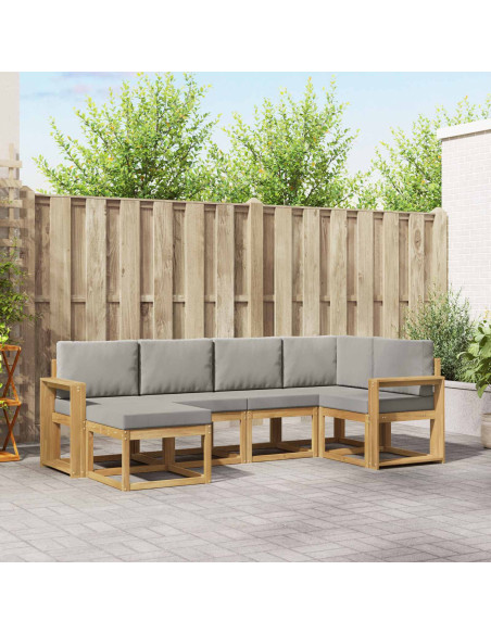 Set di divani da esterno 6 pcs Bianco e Grigio Chiaro
