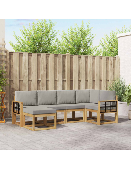 Set di divani da esterno 6 pcs Bianco e Grigio Chiaro