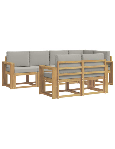 Set di divani da esterno 7 pcs Bianco e Grigio Chiaro