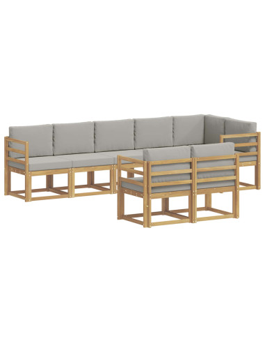 Set di divani da esterno 8 pcs Bianco e Grigio Chiaro