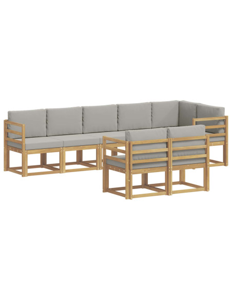 Set di divani da esterno 8 pcs Bianco e Grigio Chiaro