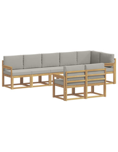 Set di divani da esterno 8 pcs Bianco e Grigio Chiaro