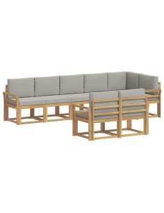 Set di divani da esterno 8 pcs Bianco e Grigio Chiaro 2