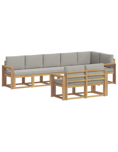 Set di divani da esterno 8 pcs Bianco e Grigio Chiaro