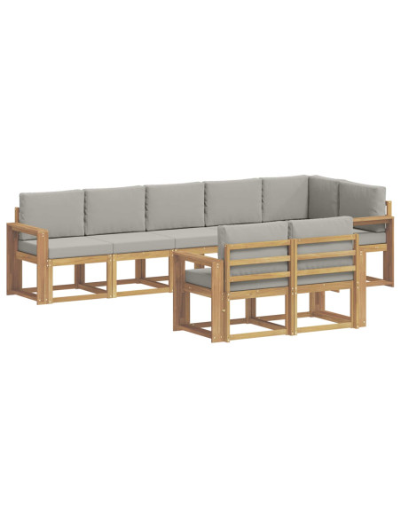Set di divani da esterno 8 pcs Bianco e Grigio Chiaro