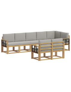 Set di divani da esterno 8 pcs Bianco e Grigio Chiaro 2