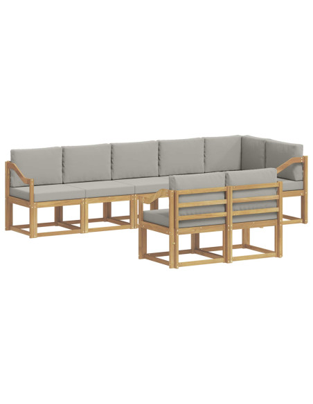 Set di divani da esterno 8 pcs Bianco e Grigio Chiaro