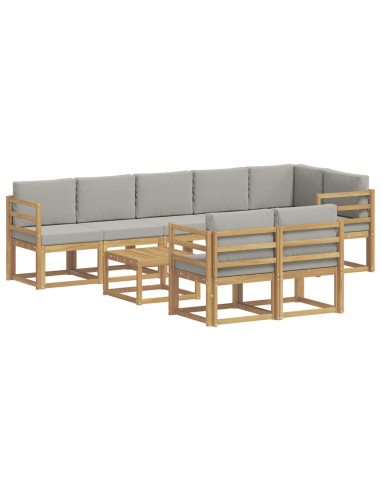 Set di divani da esterno 9 pcs Bianco e Grigio Chiaro