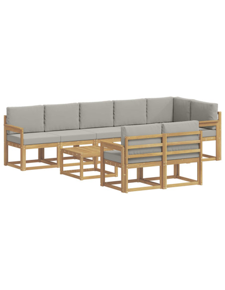 Set di divani da esterno 9 pcs Bianco e Grigio Chiaro