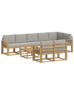 Set di divani da esterno 9 pcs Bianco e Grigio Chiaro 2