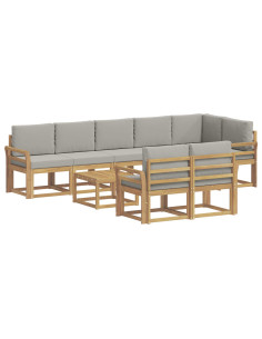 Set di divani da esterno 9 pcs Bianco e Grigio Chiaro 2