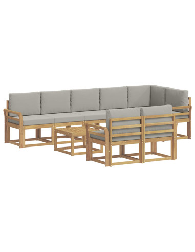 Set di divani da esterno 9 pcs Bianco e Grigio Chiaro