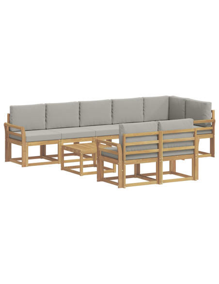 Set di divani da esterno 9 pcs Bianco e Grigio Chiaro
