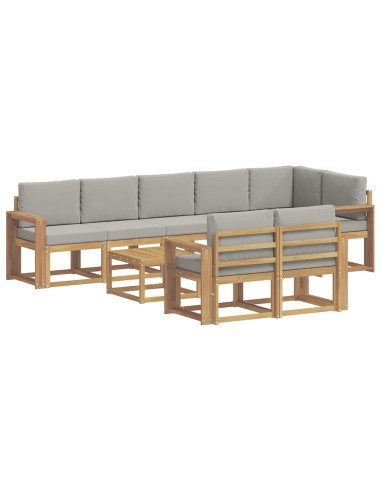 Set di divani da esterno 9 pcs Bianco e Grigio Chiaro