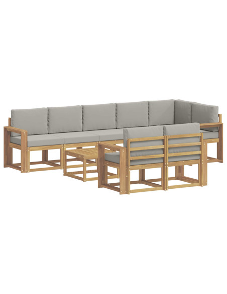 Set di divani da esterno 9 pcs Bianco e Grigio Chiaro