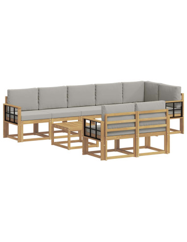 Set di divani da esterno 9 pcs Bianco e Grigio Chiaro
