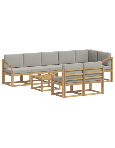 Set di divani da esterno 9 pcs Bianco e Grigio Chiaro