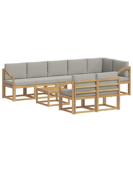 Set di divani da esterno 9 pcs Bianco e Grigio Chiaro