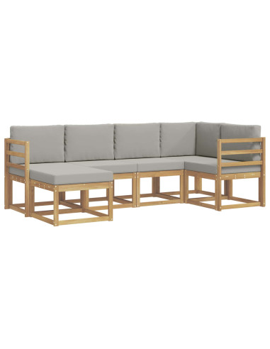 Set di divani da esterno 6 pcs Bianco e Grigio Chiaro