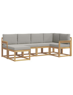 Set di divani da esterno 6 pcs Bianco e Grigio Chiaro 2