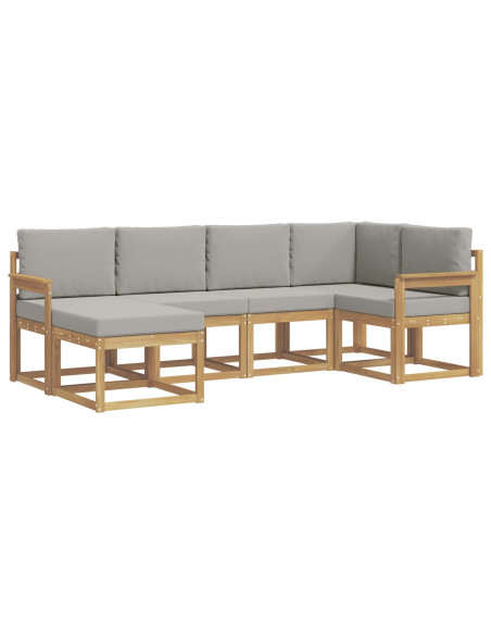 Set di divani da esterno 6 pcs Bianco e Grigio Chiaro