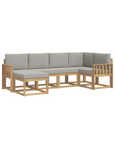 Set di divani da esterno 6 pcs Bianco e Grigio Chiaro 2